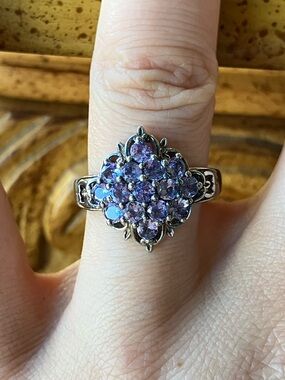 Natural Tanzanite Sterling Silver Ring Size 6.75